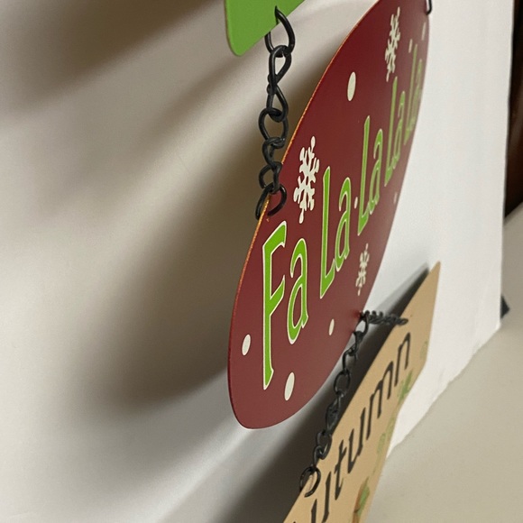 Vintage metal double view wall plaque Autumn /Christmas - Picture 8 of 9